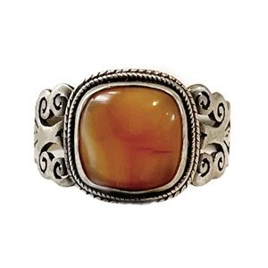 Vintage Sterling Silver Carnelian Ring Size 7.5